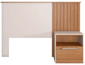 Cabeceira Solteiro com Mesa de Cabeceira Arias Acabamento Ripado MDP OffWhite/Freijó G11 - Gran Belo