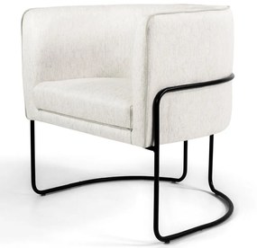 Poltrona Decorativa Sala de Estar Base de Aço Preto Nix Linho G15 - Gran Belo