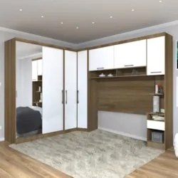 Guarda Roupa Queen Modulado Espelho CP06 Delphi Avelã/Branco L01 - Mpo