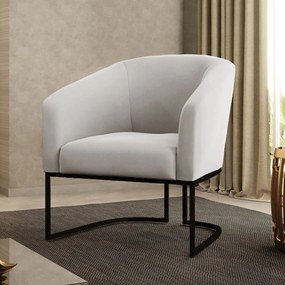 Poltrona Stella Linho Base Industrial Preto D03 - D'Rossi - Cinza