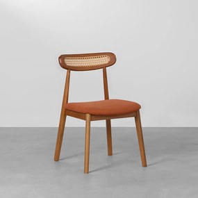 Cadeira Dalí Encosto Palha Larga Assento Trento - Terracota