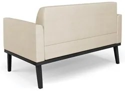 Sofá Namoradeira Base Madeira Preto Maressa Veludo Luxo Off White - Ib