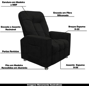 Poltrona do Papai Reclinável Para Cinema Sora Veludo FH1 - D'Rossi - Preto