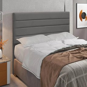 Cabeceira Casal Queen Cama Box 160cm para Quarto Rubi Suede M11 - D'Rossi - Grafite