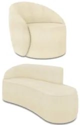 Sofá 3 Lugares 180cm Wendi e Poltrona Steve Boucle Bege I01  - Mpozena