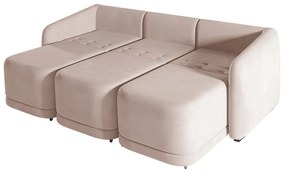 Sofá Cama Modulado Retrátil e Reclinável Decorativo Varsóvia 336cm Veludo Rosê G33 - Gran Belo