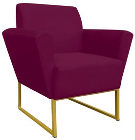 Poltrona Dora Suede Base Metálica Dourado D'Rossi - Vinho