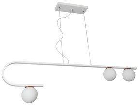Pendente Dama 120X30Cm 3Xg9 / Cabos Kevlar Cristal / Metal E Globo Ø12... (AZO-F / CB-V - Azul Oceano Fosco / Cobre Brilho Escovado, FOSCO)
