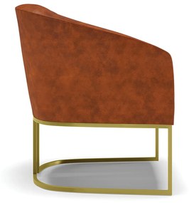 Poltrona Decorativa Industrial Dourado kit 2 Stella Sintético PU D03 - D'Rossi - Nozes