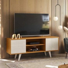 Rack Decorativo Barca 2 Portas Deslizantes até 50 Cinamomo/OffWhite G97 - Gran Belo