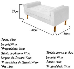 Recamier Félix Solteiro 90cm Suede Branco - ADJ Decor