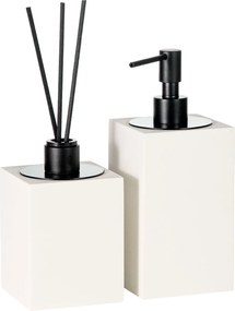 Conjunto Duo Lavabo Quadrado Resina - Off White Fosco - Black Matte  Off White Fosco - Black Matte