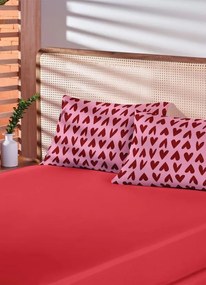 Jogo de Cama Malha Coração Casal 3 Peças