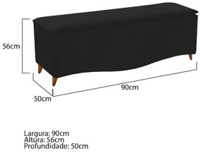 Calçadeira Estofada Yasmim 90 cm Solteiro Suede Preto - ADJ Decor
