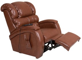 Poltrona do Papai Reclinável Elétrica com Controle Sala de Estar Oasis PU Sintético Caramelo Brilho G23 - Gran Belo
