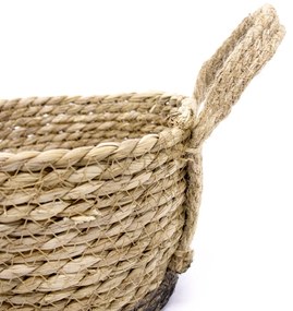 Cesto de Fibra Natural Seagrass Com Fundo Preto 13,5x21x23 cm - D'Rossi
