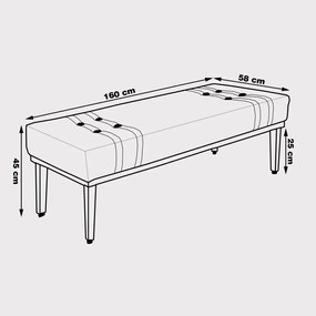 Recamier Decorativo 160cm Kors Veludo Pés de Madeira Lilás G63 - Gran Belo