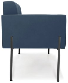Poltrona Pé de Ferro Preto para Sala Elisa Suede - D'Rossi - Azul Marinho