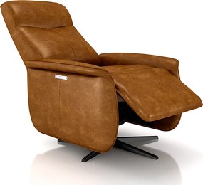 Poltrona do Papai Reclinável Power Elétrica Anakin Base Estrela Giratória USB Couro Caramelo Manchado G76 - Gran Belo