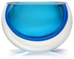 Vaso 92 MS Bicolor Verde com Água-marinha Murano Cristais Cadoro