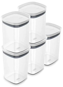 Kit 5 Potes Herméticos de Acrílico Tampa Branca - 1L