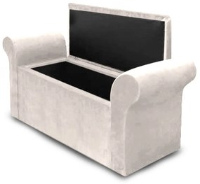 Recamier Calçadeira Baú Miami Veludo Cristal Bege - Simbal - Bege
