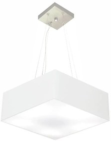 Lustre Pendente Quadrado Md-4194 Cúpula em Tecido 12/40x40cm Branco - Bivolt