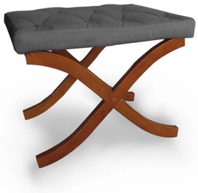 Puff Decorativo Joice Base Madeira Suede Cinza - Sheep Estofados