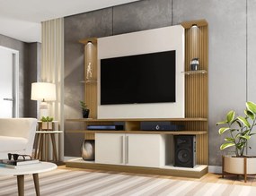 Home Theater York LED Ripado Cinamomo Com Off White - Bechara Móveis