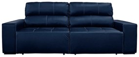 Sofá de Couro 2 Lugares Alabama 250cm USB M06 Cor Blue Bicolor 502 - ADJ DECOR