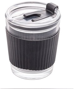 Copo De Vidro Com Cinta Em Silicone Preto 350ml 29125 Wolff