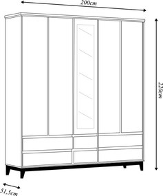 Guarda Roupa MDF 5 Portas Cullen 6 Gavetas OffWhite/Freijó G74 - Gran Belo