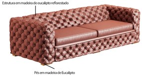 Sofá 3 Lugares Gênova 240cm Couro Conhaque G58 - Gran Belo