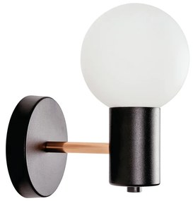 Arandela Nikko Ø12X18X15,5Cm C/ 1 Globos 1Xg9 / Haste Fixa / Globo Ø12... (CB-PV - Cobre Brilho Polido Verniz, AMBAR)