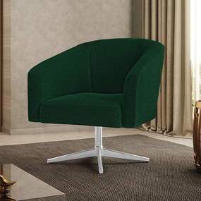 Poltrona Decorativa Giratória Cromada Stella Bouclê D03 - D'Rossi - Verde