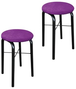 Kit 02 Banquetas Baixa Manu Suede - Roxo