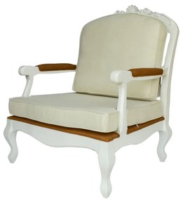 Poltrona Victorine Clássica com Palha - Branco Kleiner