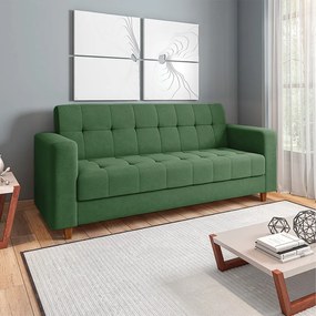 Sofá 03 Lugares Arezzo Suede Pés Chanfrado Castanho - D'Rossi - Verde