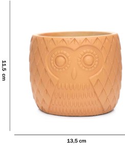 Cachepot Coruja Em Cimento Terracota 11,5x13,5 Cm - D'Rossi