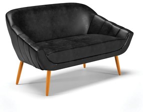 Kit 01 Namoradeira 02 Lugares e 02 Poltronas Giovana Corano Pés Palito Castanho - D'Rossi - Preto