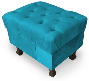 Puff Decorativo Retrô Luis Xv Capitonê Suede Turquesa - Sheep Estofados - Azul