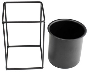 Vaso Decorativo Preto com Suporte em Metal 16x11 cm - D'Rossi