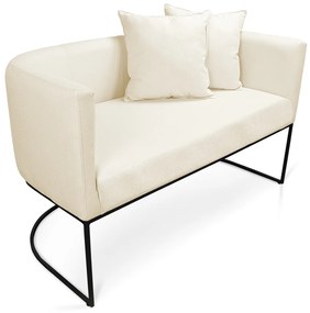 Kit 01 Namoradeira 02 Lugares e 02 Poltronas Paola Linho Base Metálica Preto D03 - D'Rossi - A19 Grosso Bege