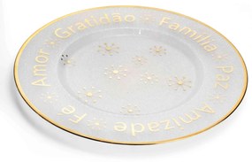 Sousplat de Plástico Desejos de Natal Transparente e Dourado com Estrelas 33 cm - D'Rossi