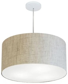 Lustre Pendente Cilíndrico Md-4215 Cúpula em Tecido 55x30cm Linho Bege - Bivolt