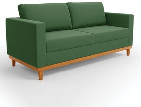 Sofá 03 Lugares Juliette Suede Verde Base Madeira Castanho - D'Rossi
