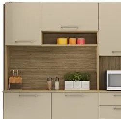 Armário de Cozinha Compacta 180cm Turim K02 Freijó/Vanilla - Mpozenato