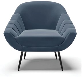 Kit 01 Namoradeira 02 Lugares e 02 Poltronas Giovana Suede Azul Marinho Pés Palito De Ferro - D'Rossi
