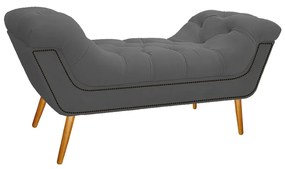 Kit Cabeceira e Calçadeira Veneza 100 cm Solteiro Linho Chumbo - ADJ Decor
