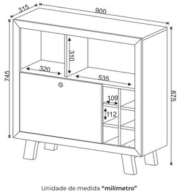 Adega Bar Grande para Sala de Estar Decorativa AD5002 MDP Rustico G69 - Gran Belo